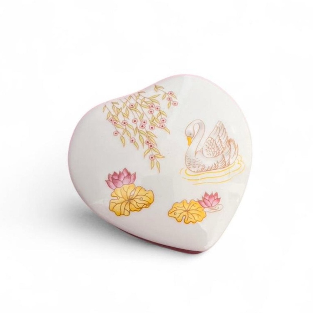 Vintage swan heart shaped trinket box